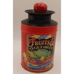 Vintage Melodies-In-Tin Fruits and Vegetables Music Box Made in USA.